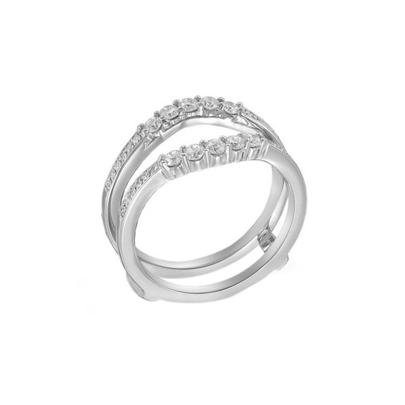 AFFY White Natural Diamond Solitaire Enhancer Engagement Ring in 14K White Gold (1/2 Cttw)