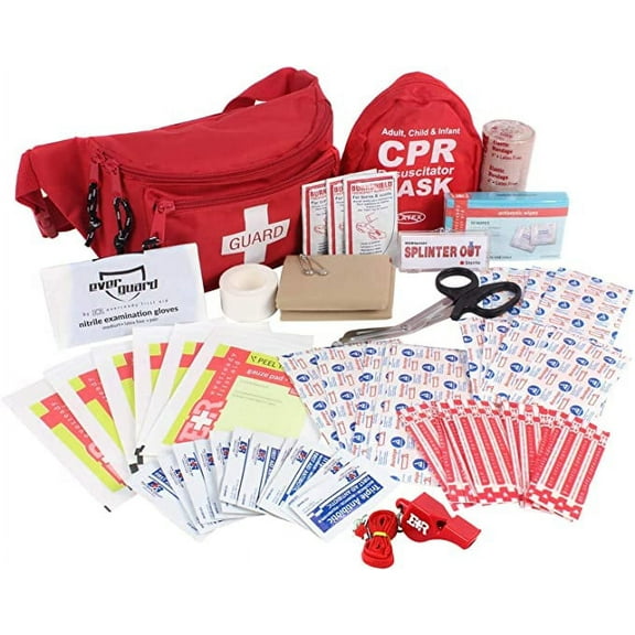 Ever Ready First Aid Lifeguard First Aid Kit, Fanny Pack / Hip Pack, Fully Stocked (72-Piece Kit)