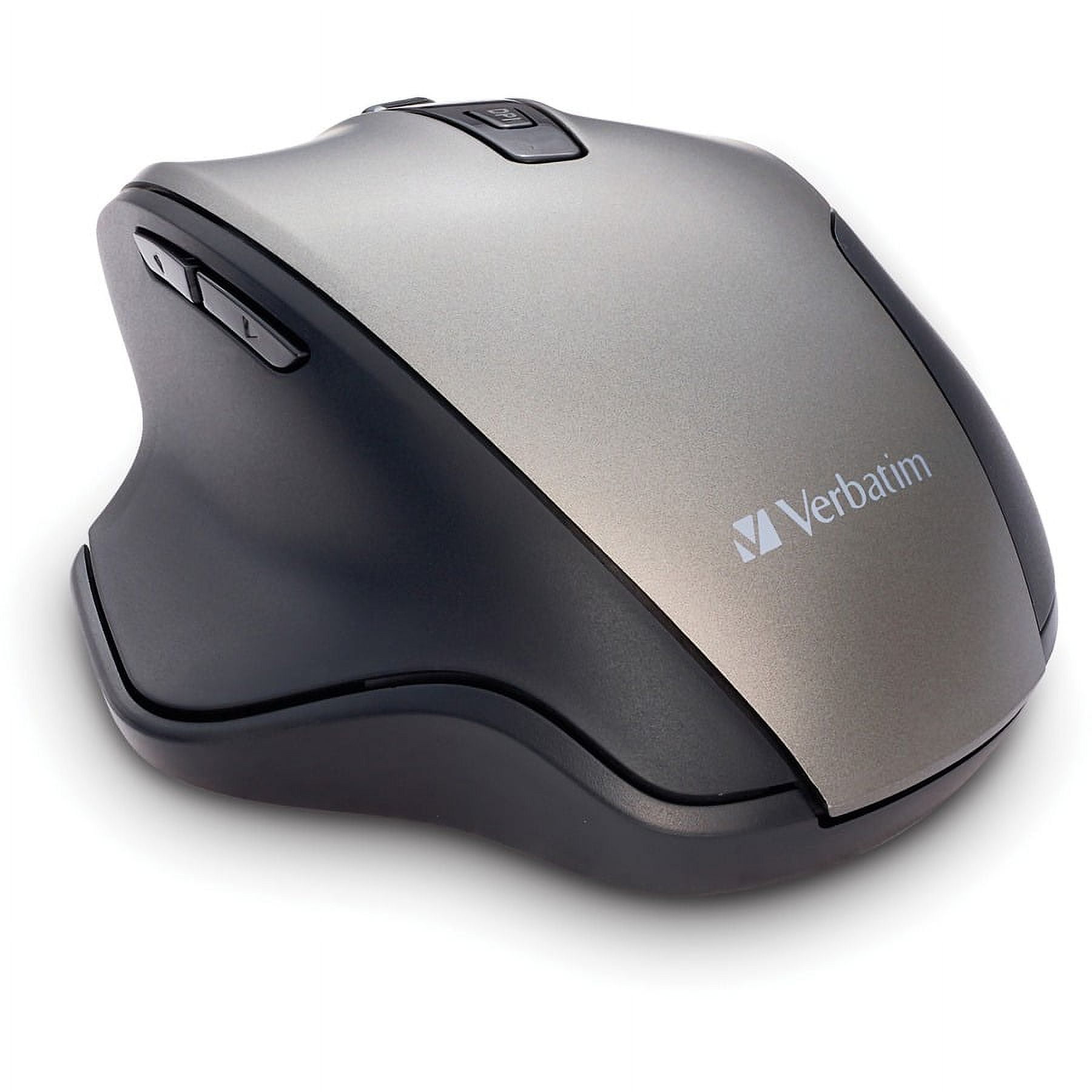 Verbatim Silent Ergonomic Wireless Blue LED Mouse - Graphite - Blue LED - Wireless - Radio Frequency - 2.40 GHz - Graphite - 1 Pack - USB - 1600 dpi | Bundle of 2 Each