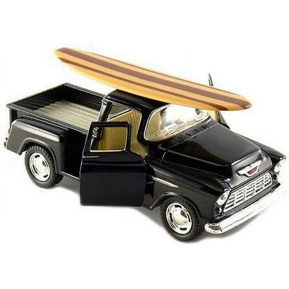 Kinsmart 1955 Chevy Stepside 3100 Pick Up Truck 1:32 diecast w/ Surfboard Black