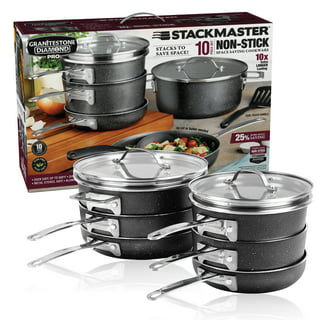 Granitestone Original Stackmaster 15 Piece Nonstick Cookware Set, Scratch  Resistant Kitchenware, Pots and Pans, Induction-Compatible