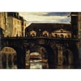 thumbnail image 2 of Louis-Godefroy Jadin 14x11 Black Ornate Wood Framed Double Matted Museum Art Print Titled: Le Petit Pont and Le Pont Saint-Charles (1825), 2 of 5