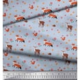 thumbnail image 3 of Soimoi Poly Georgette Fabric Floral,Deer & Fox Kids Print Fabric by The Yard 52 Inch Wide, 3 of 4