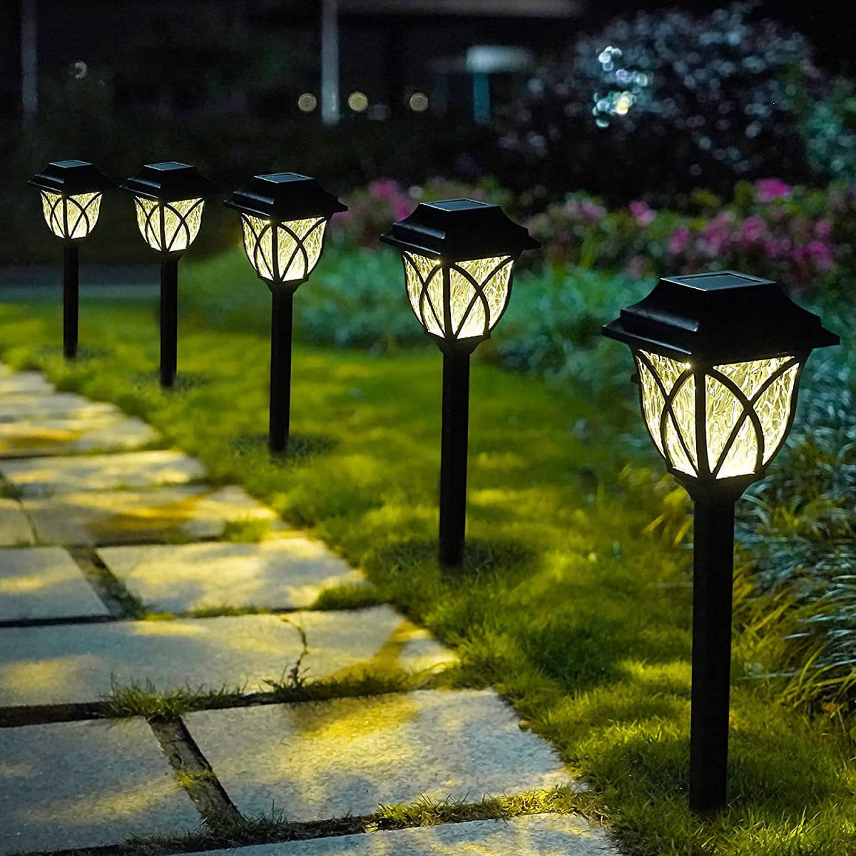 6Pcs Outdoor Solar Light Waterproof RGB Garden Lamp Landscape Lawn Decor Light 