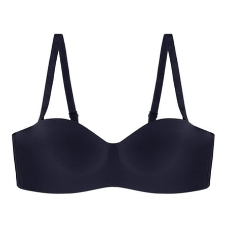

wendunide lingerie for women Women Sexy Thin Glossy Back Exposed Removable Shoulder Straps Bra Underwear Black 34