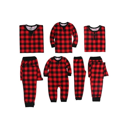 

Family Christmas Pajamas Sets Plaid Tops Pants Dad Mom Boy Girl Loungewear Holiday Pjs Clothes Plaid/Women