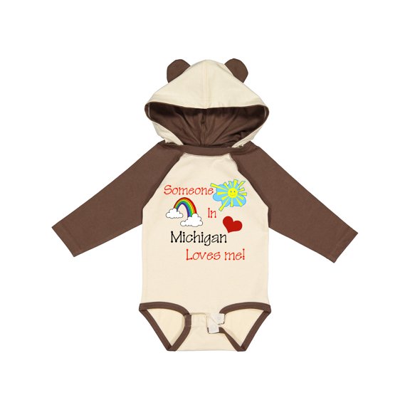 Inktastic Someone in Michigan loves me Boys or Girls Long Sleeve Baby Bodysuit
