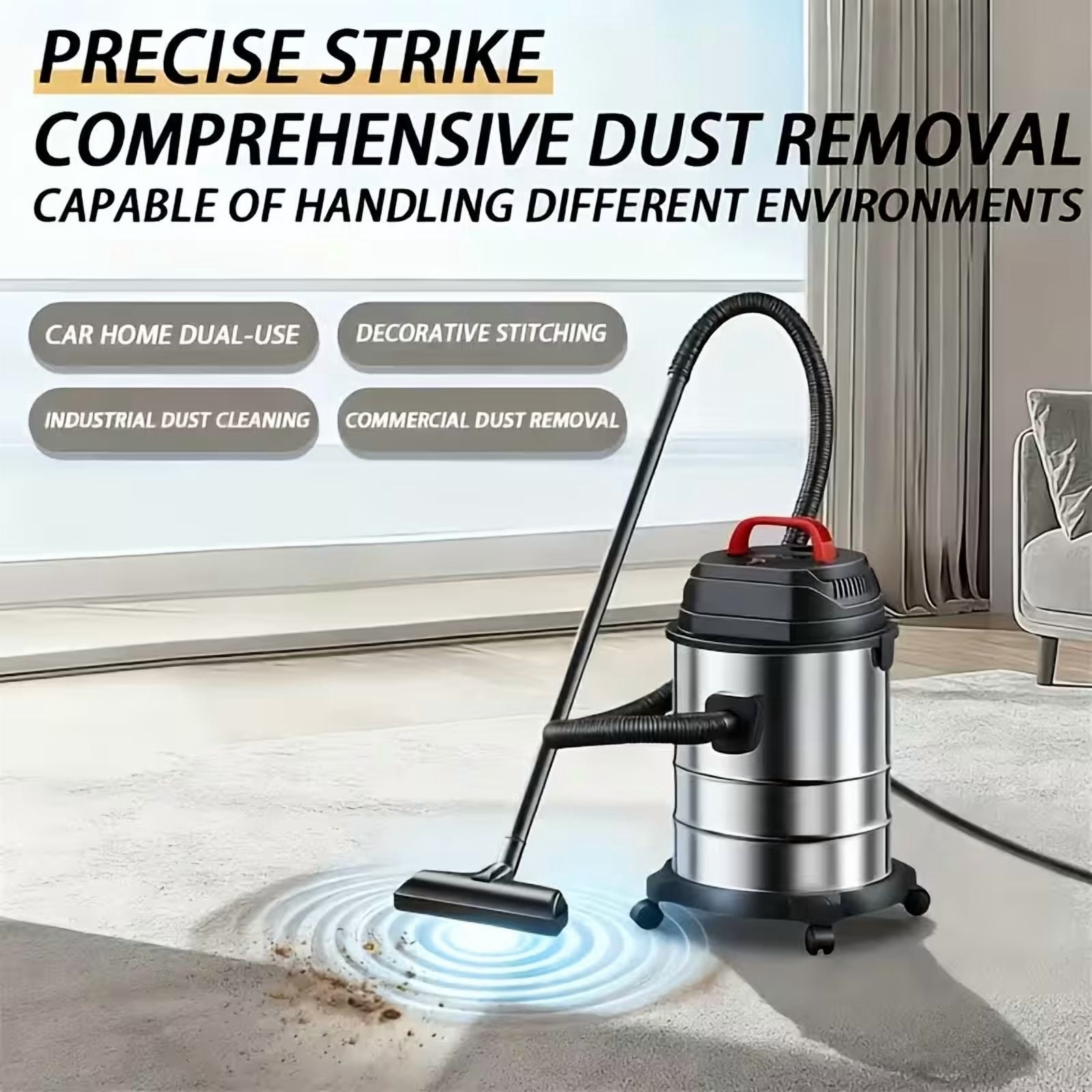 V18000PA Commercial Vacuum Cleaner 2Peak Horsepower Suction Lightweight 3-in-1 Wet Dry Vacuum Cleaner with Hair Dryer for Cleaning Cars, Boats, Pet Hair, Hard Floors