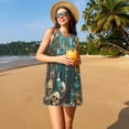 thumbnail image 3 of Lsque Baroque Floral Still Life Pattern Summer Dresses for Women – Sleeveless T-Shirt Swing Sundress, Perfect for the Beach and Casual Days, 3 of 7
