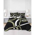 thumbnail image 3 of Black Geometric Twin Size Down Alternative Comforter, Lightweight Comforter Quilt Bedding Set with Pillow Shams Modern Sage Green White Striped Art All Seasons Bed Comforter Duvet Insert 68"x86", 3 of 7