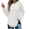 thumbnail image 2 of Aloohaidyvio Sweatshirts for Women,Womens Long Sleeve Solid Color Sweatshirt Casual Oversized Knitted Crewneck Pullover Shirts, 2 of 6