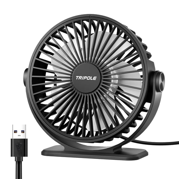 Ventilador de escritorio TriPole alimentado por USB, 3 velocidades, 11 cm, cable de 1,5 m