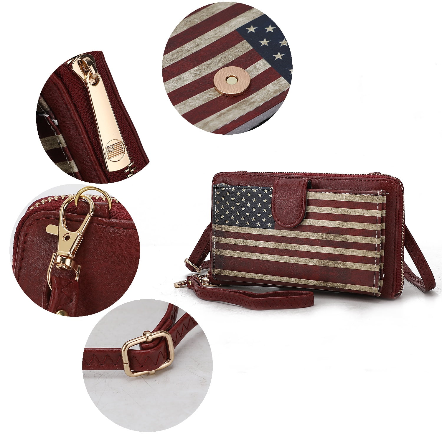 MKF Collection Kyra Vegan Leather Convertible Smartphone Wallet for Women, Crossbody Purse Handbag by Mia K - Chocolate