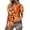 Orange, variant on Nlife Women Puff Short Sleeve Hawaiian Shirts Floral Tropic Printed Top Pleated V Neck Boho T-shirt Summer Casual Trendy Boho Blouse