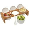 thumbnail image 2 of MyGift 3.5-Inch Ceramic Condiment Dip Sauce Ramekins Set with Bamboo Sampler Tray, 2 of 5