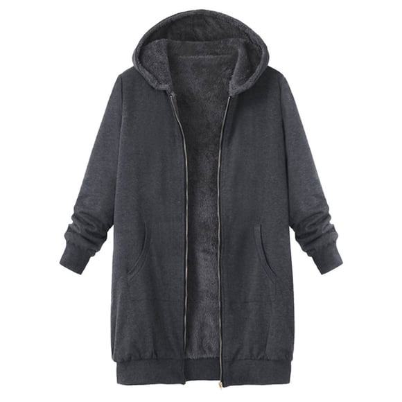 EGNMCR Manteaux d'Hiver pour Femmes Chauds Épais en Molleton Peluche Fermeture Éclair Veste à Capuche Grande Taille Manteaux en Laine Confortables avec Poches