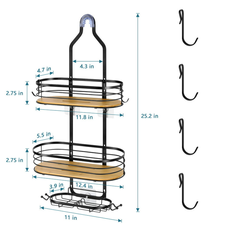 SMARTAKE Hanging Shower Caddy Over Shower Head, Bathroom Shower Caddy  Organizer with 10 Hooks, Stainless Steel Shower Caddy Resist Rust Fast  Draining