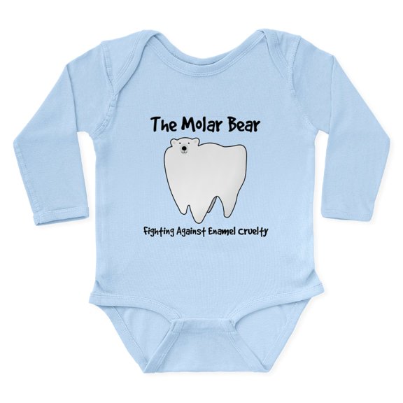 CafePress - The Molar Bear. Fighting Against Enamel Cruelty Bo - Long Sleeve Cotton Baby Bodysuit