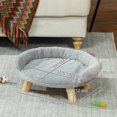 thumbnail image 3 of PawHut Cat Couch, Elevated Dog Sofa Bed with Washable Cover, Grey, 3 of 10