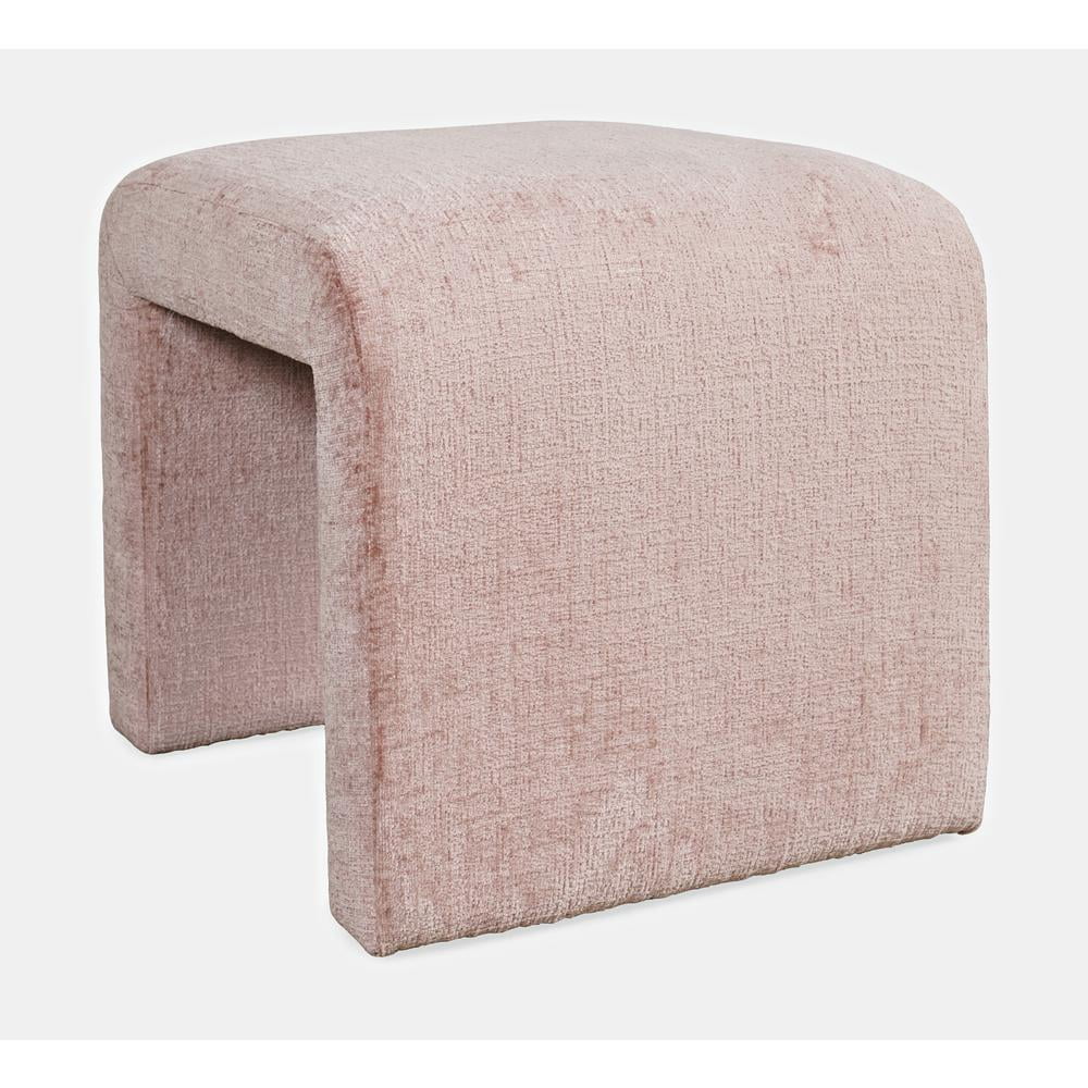 Jofran Sophia Modern Luxury Curved Upholstered Jacquard Petite Ottoman Bench - Set of 2