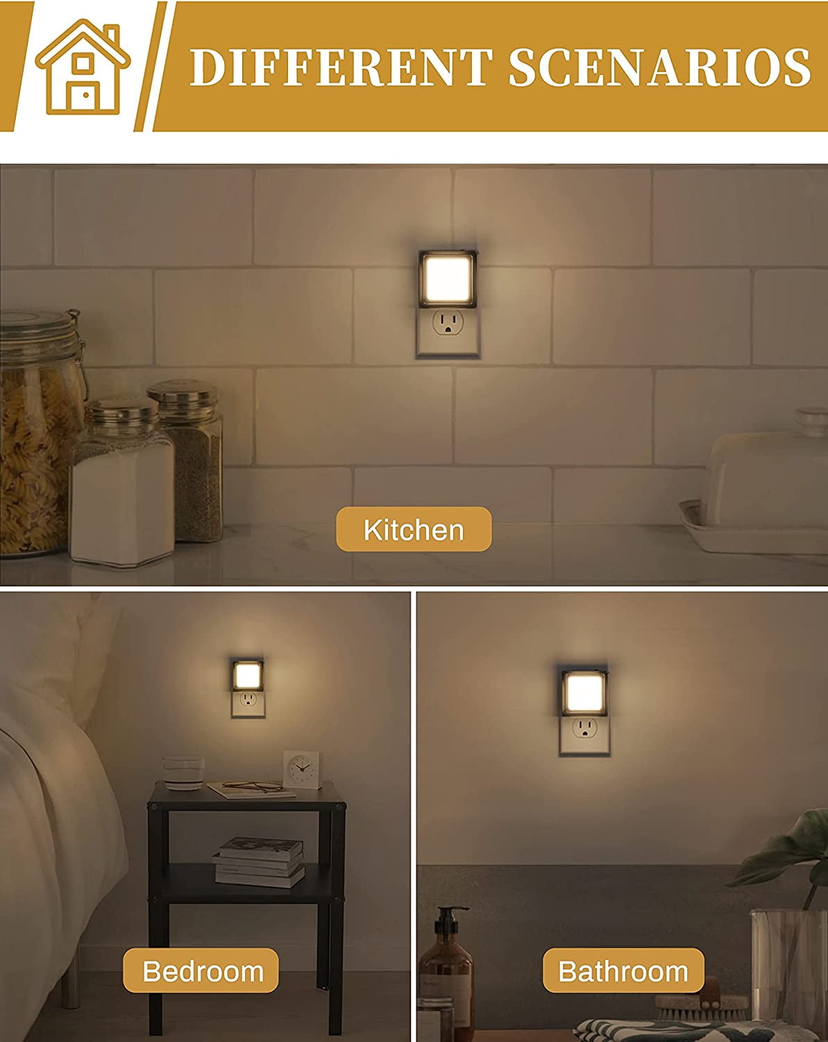 Vintage Night Light, LED Night Lights Plug Into Wall [4 Pack] with Dusk-to-Dawn Sensor, Dimmable Nightlights, Adjustable Brightness for Bathroom, Hallway, Bedroom,Kids Room,Stairway