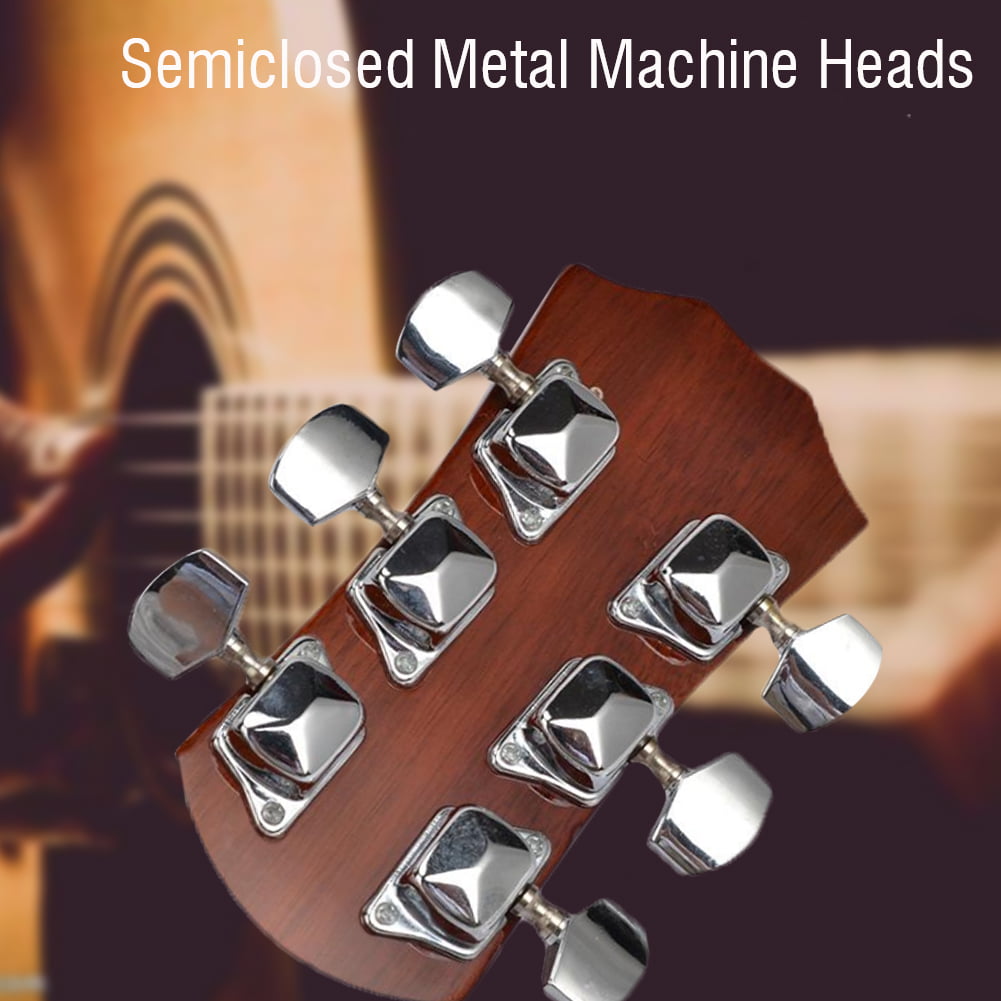 Alomejor Metal Machine Heads 3L 3R Guitar Tuning Pegs Grover Style Chrome Metal Tuning Machine Head Keys Set for Guitar Part 