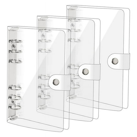 3 Pack A6 Transparent Soft PVC 6 Ring Binder Cover Clear Binder Notebook Cover A6 Binder for Refillable Notebook