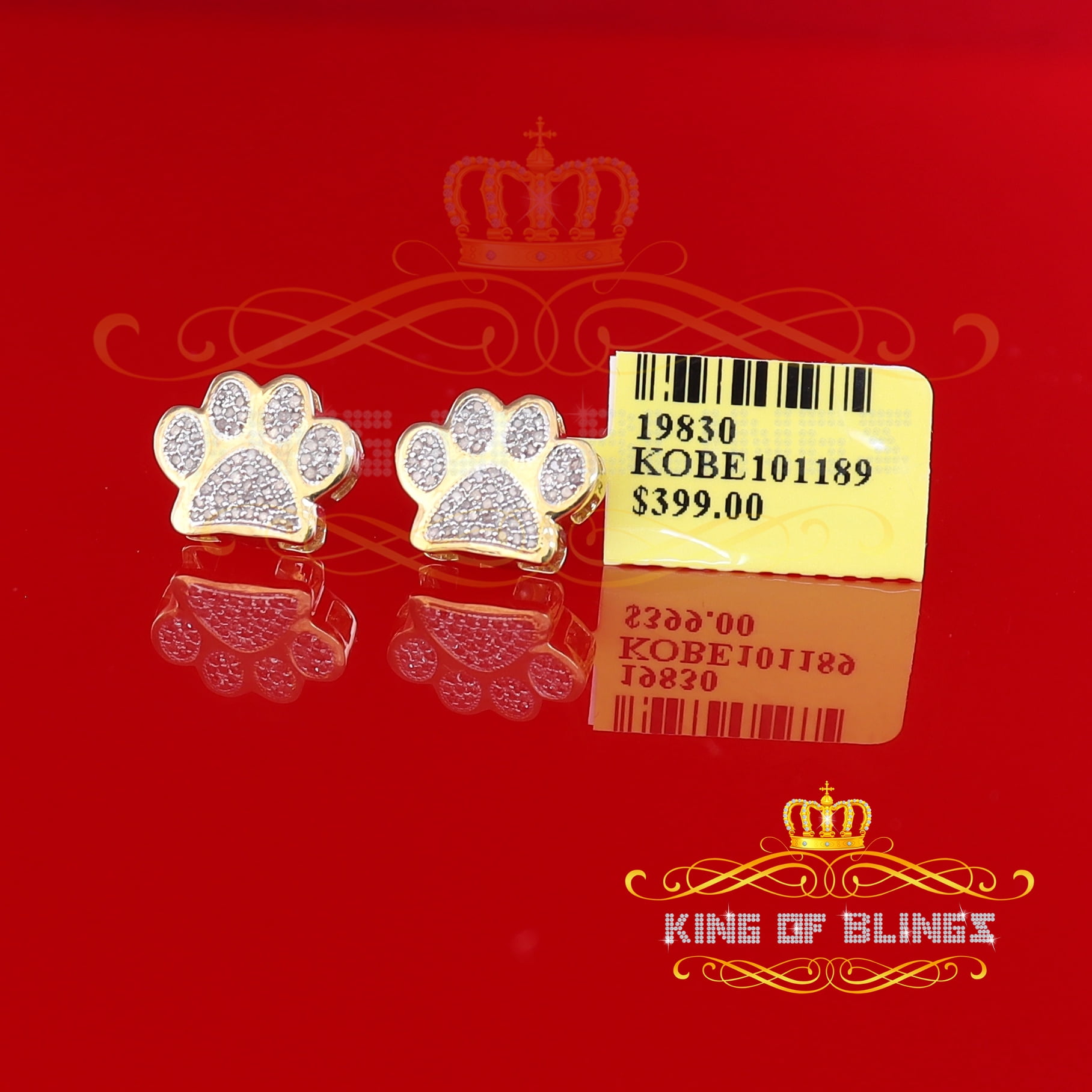 King of Bling's 925 Yellow 0.25ct Diamond Hip Hop Men's & Women's Stud Earring Sterling Silver