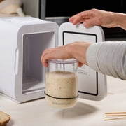 Brod & Taylor Sourdough Starter Jar, 32oz Size With Measuring Marks in in/cm and a Ring For Marking Starter Progress - Glass With a Loose Fitting Plastic Lid for Safety and Breathability