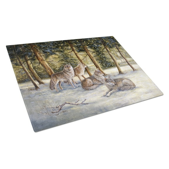 Carolines Treasures BDBA0371LCB Wolves by Daphne Baxter Glass Cutting Board Large, 12H x 16W, multicolor