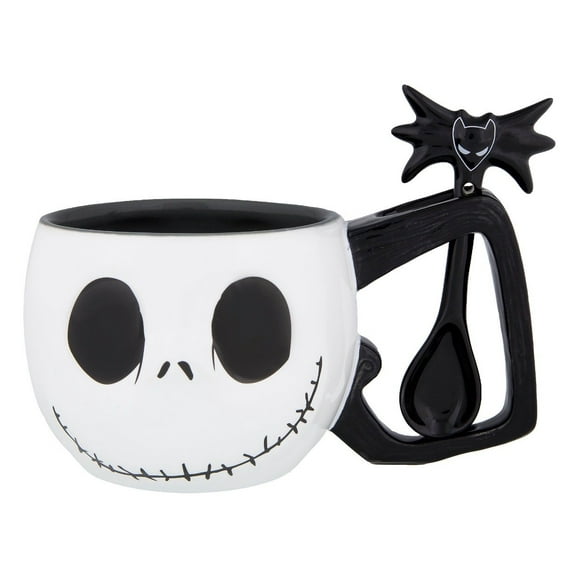 Disney Parks Jack Skellington Ceramic Coffee Mug & Spoon New