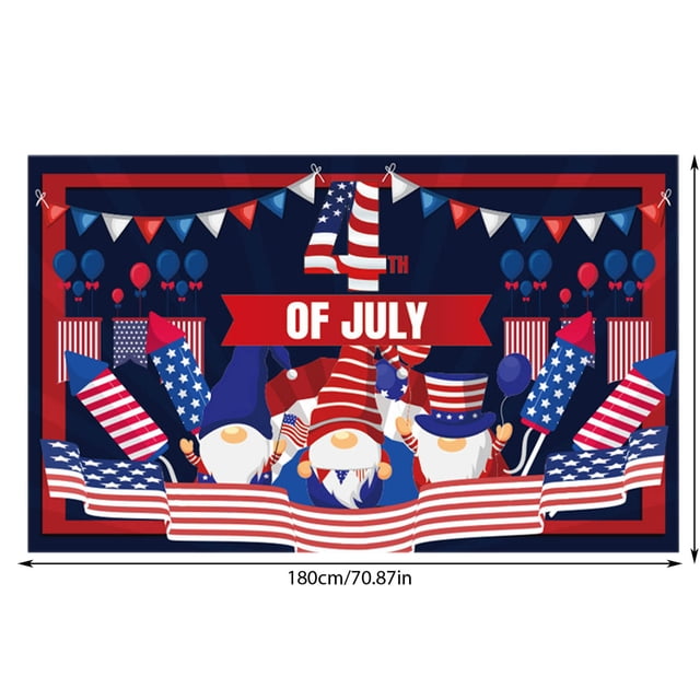 4th Of July Party Decorations Background Fabric 72 In X 44 In Red And Blue Independence Day Streamer With 4 Metal Eyelets