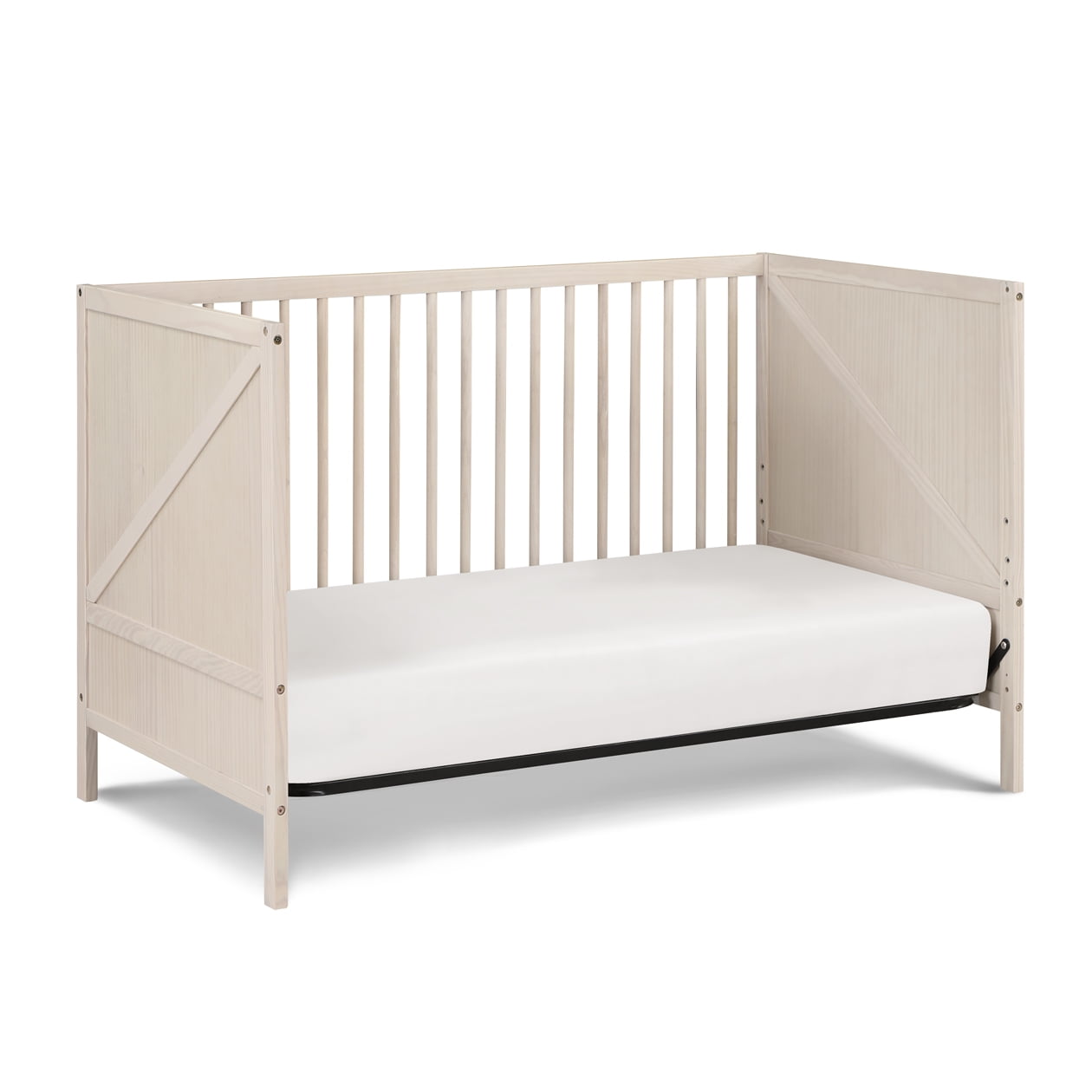 Suite Bebe Pixie Zen 3-in-1 Convertible Baby Wooden Crib With Round Spindles, in Washed Natural