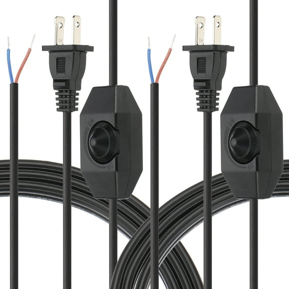 Uxcell 8 Feet Lamp Cord with Plug, 2 Set UL List Lamp Power Cord with Full Range Rotary Lamp Switch, Black