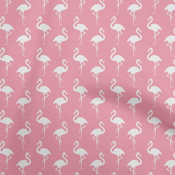 oneOone Polyester Spandex Pink Fabric Flamingo Craft Projects Decor Fabric Printed By The Yard 56 Inch Wide