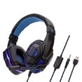 thumbnail image 1 of Auriculares Para Juegos, Cable Liviano De Doble Enchufe Con Micrófono Para Computadora Portátil Azul negro CUTICAT Auriculares para juegos montados en la cabeza, 1 of 8