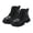 Black, variant on Boys Girls Combat Ankle Boots, Lace Up Metal Buckle Decor PU Booties, Side Zipper Slip Resistant Lug Sole Boots for Toddler/Little Kid/Big Kid White 30