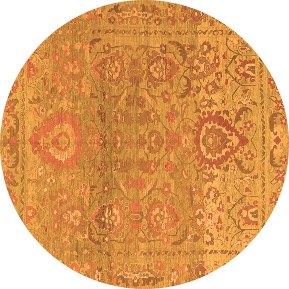Ahgly Company Indoor Round Oriental Orange Traditional Area Rugs, 3' Round