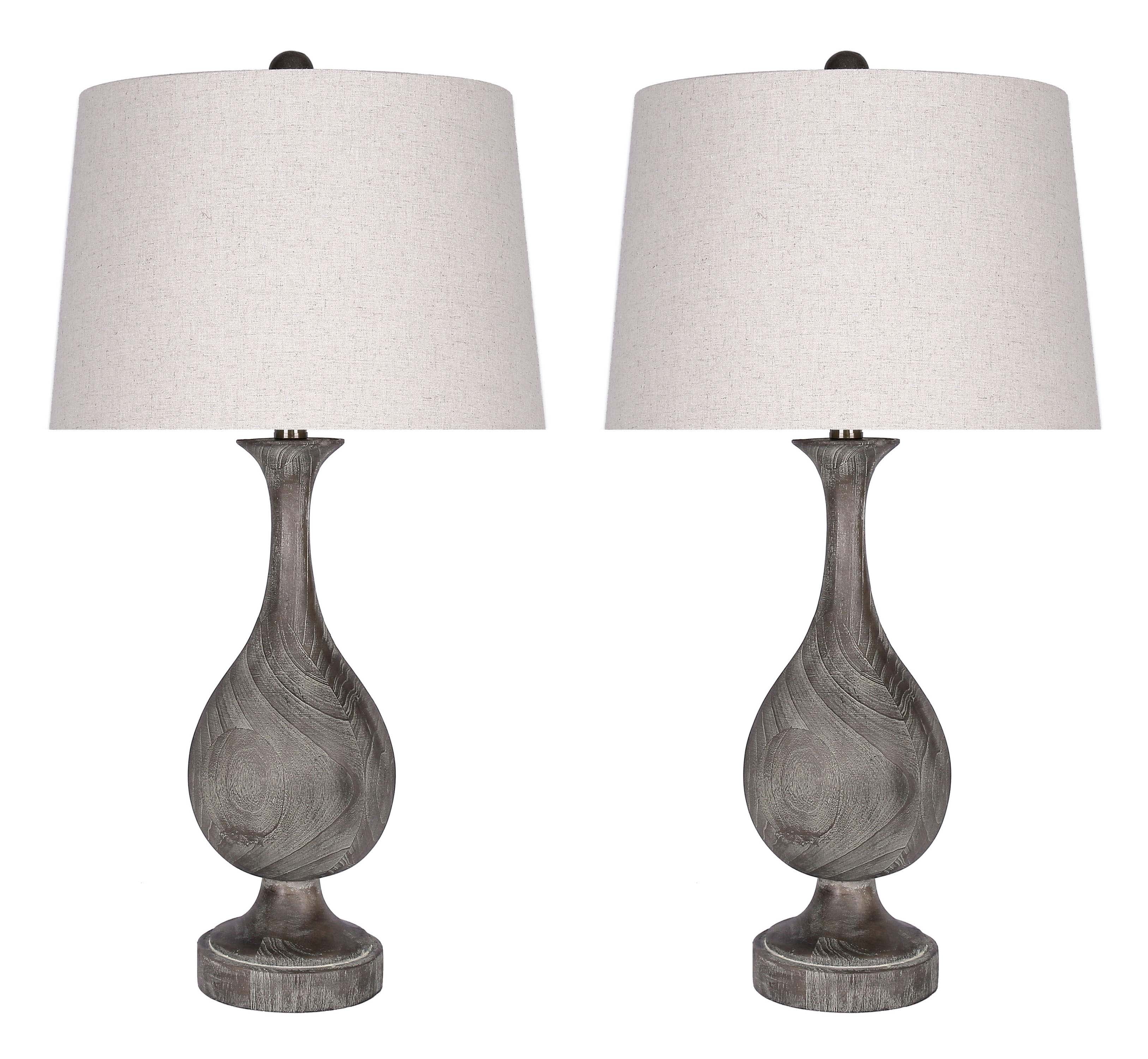 Grandview Gallery 29" Grey Washed Faux Wood Polyresin Table Lamp Set
