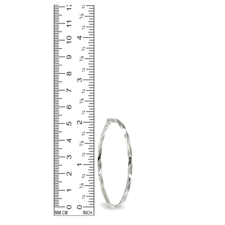 SILVER925 ROUND HOOP EARRINGS /シルバー/ピアス Sterling Silver 2x50mm Twist Round Hoop Earrings - Walmart.com