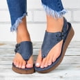 thumbnail image 2 of UTTOASFAY Summer Casual Hollow Split-Toe Women's Herringbone Wedge Sandals Blue 9(41), 2 of 7