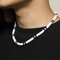 thumbnail image 2 of Collar de cerámica suave con temperamento de estilo bohemio totalmente combinado con costuras en blanco y negro, collar geométrico simple para hombre, 2 of 6