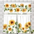 thumbnail image 5 of 3 Pieces Kitchen Curtains Sunflower Valance and Tiers Sets 58wx14h+(28wx36h)*2 Rod Pocket Sunflower Kitchen Curtain for Dining Room Floral Kitchen Curtains Decor Kitchen Valance Window Treatments, 5 of 6