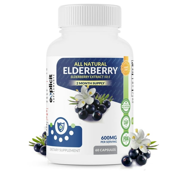 All Natural Elderberry Vitamins - Powerful Antioxidant Elderberry Capsules - Extra Strength 1200mg - Supports Immune Health - Made in USA - 2 Month Supply