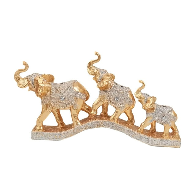 Siruishop Elephant Statue Gift Gold Animal Sculpture for Living Room Fireplace Desktop