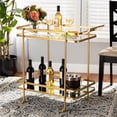 thumbnail image 6 of Bowery Hill Gold Finished Metal and Glass 2-Tier Mobile Wine Bar Cart, 6 of 8