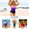 thumbnail image 5 of SHEWIN Plus One Piece Swimsuits for Women Tummy Control Bathing Suit Summer Basic Plus Size Swimming Suits Back Cross with Removable Padding Purple 5X, 5 of 9