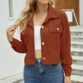 thumbnail image 4 of Women's Casual Stand Collar Thickened Solid Color Blouse With Double Pockets And Button Closure Jacket Women Dressy Womens Fashion for Work Clothes for Women Tan Fall Jacket for Women Womens Casual, 4 of 6