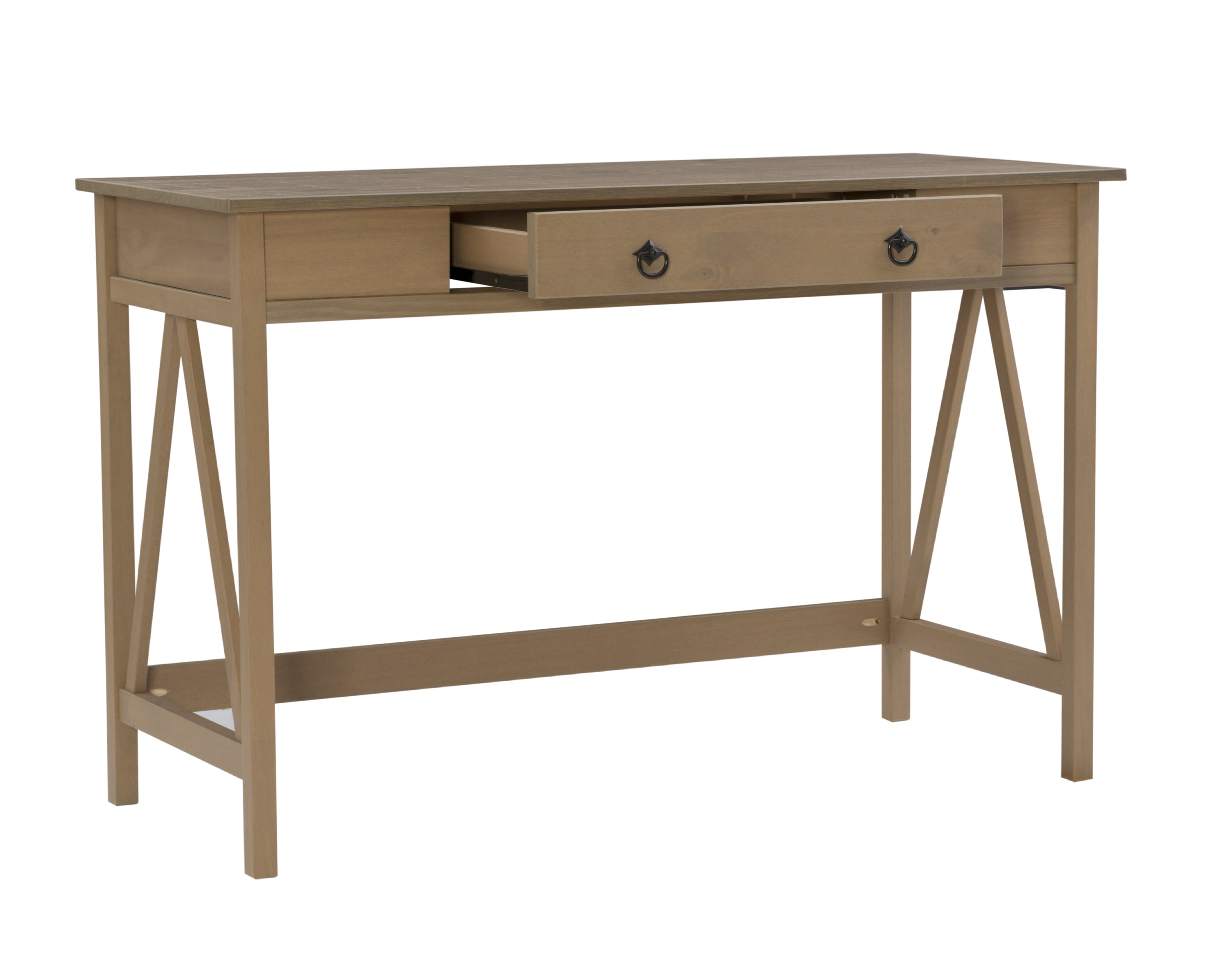 Linon Moreland Single Drawer Solid Wood Desk, Driftwood Finish