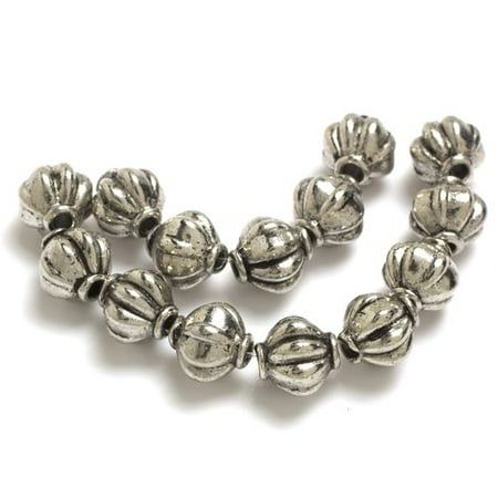 Metal Silver Beads - Cousin Metal Melon Beads, 1 Each